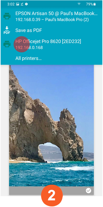 Select a nearby printer using Mopria Print Service