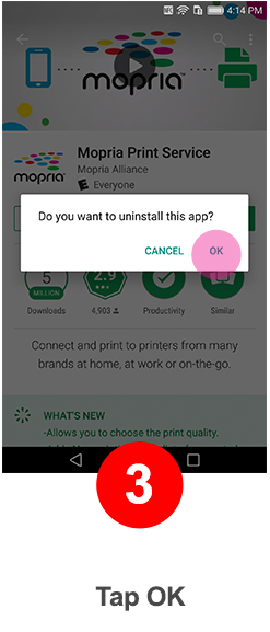 Search for Mopria Print Service in the Play Store